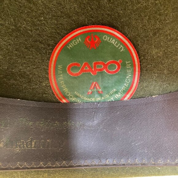 Capo Mens Green Wool Alpine Hat With Feather Detail Made In Austria - Picture 10 of 11